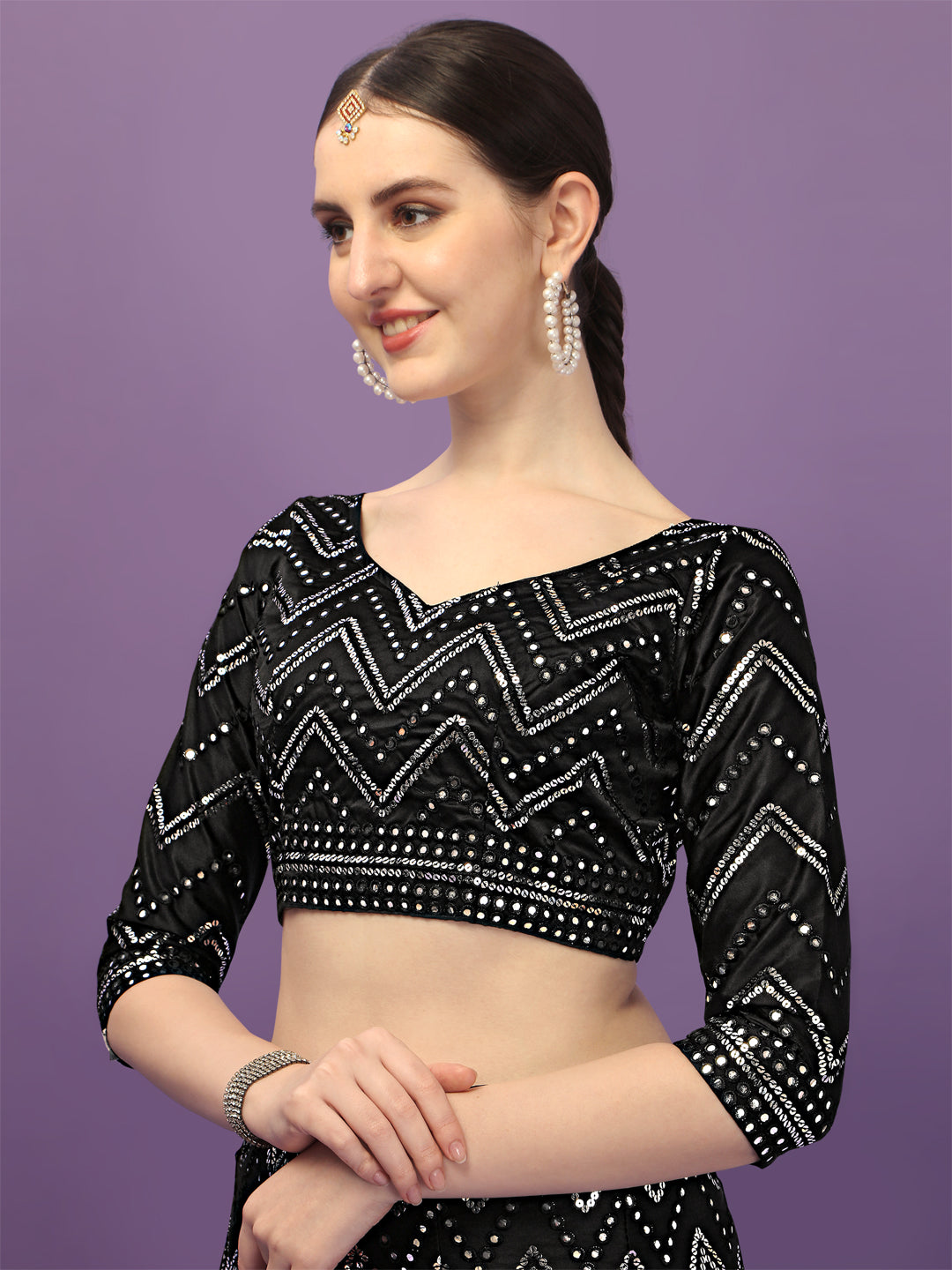 Black Color Sequence Work Party Wear Lehenga Choli