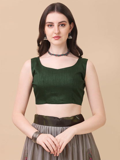 Digital Printed Mehndi Green Color Lycra Lehenga Choli
