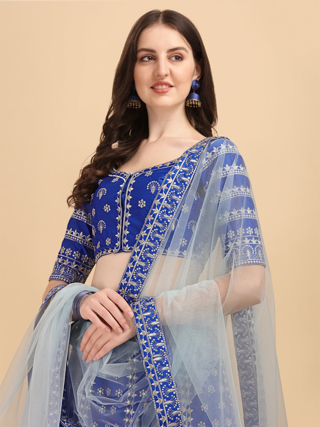 Designer Blue Color Embroidered Work Lehenga Choli