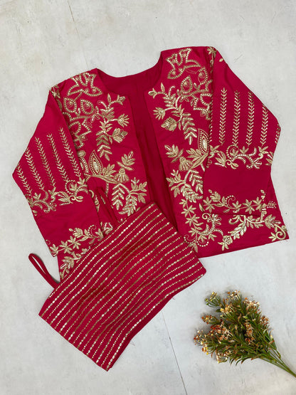 Wonderful Sequence Embroidery Work Red Color Lehenga Choli With Shrug