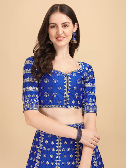 Designer Blue Color Embroidered Work Lehenga Choli