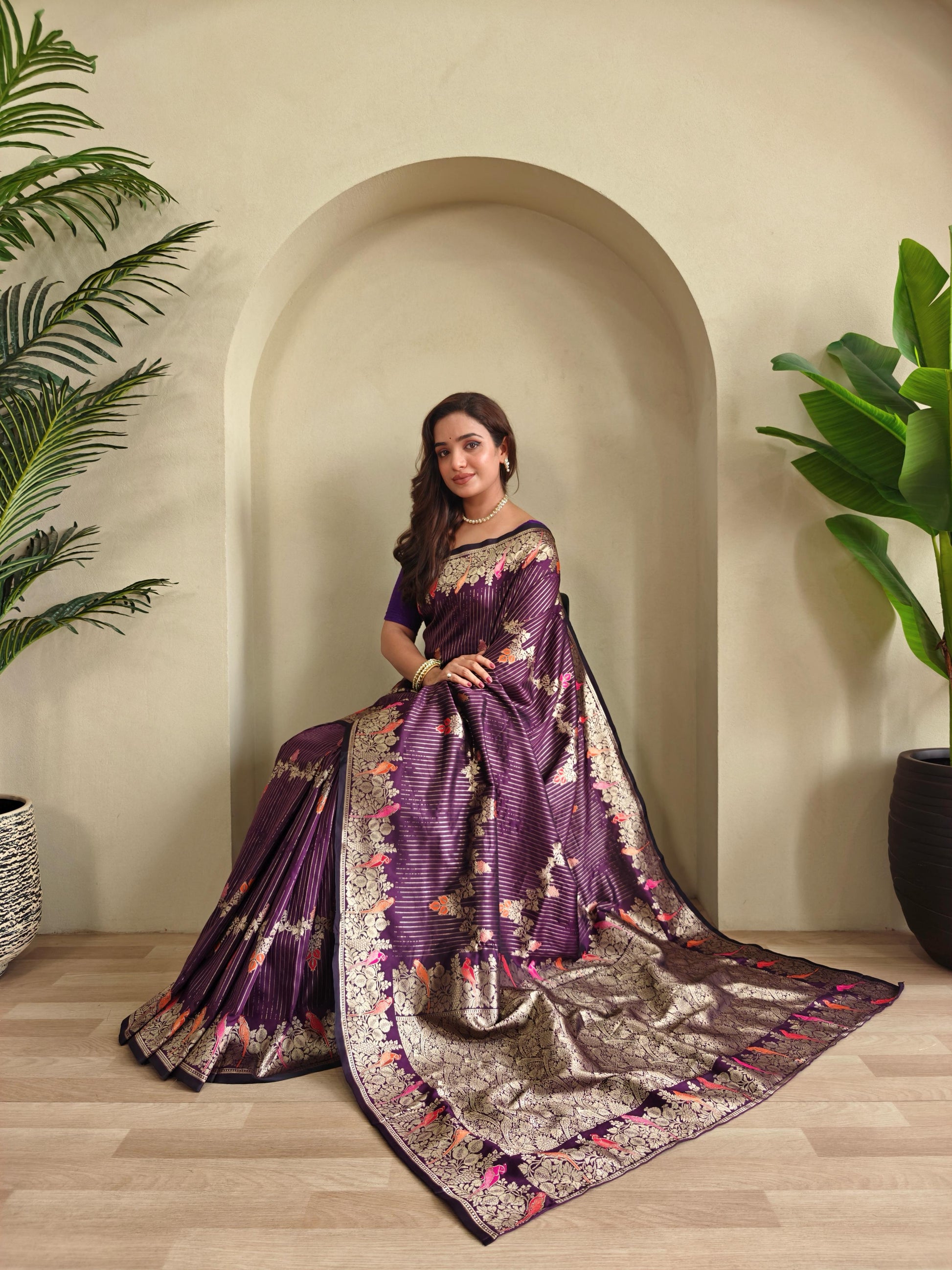 Traditional Wear Wine Color Silk Saree