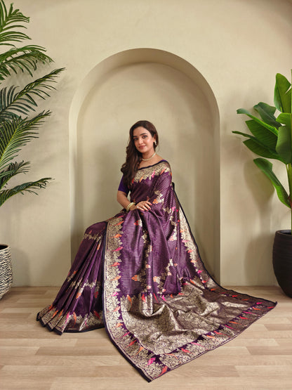 Traditional Wear Wine Color Silk Saree