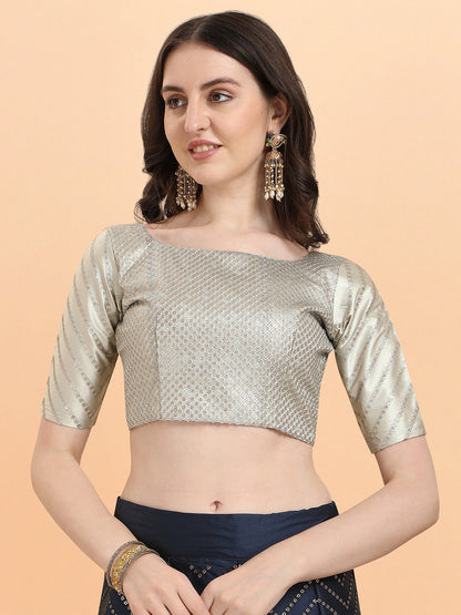 Navy Blue With Beige Color Sequence Work Satin Silk Lehenga Choli