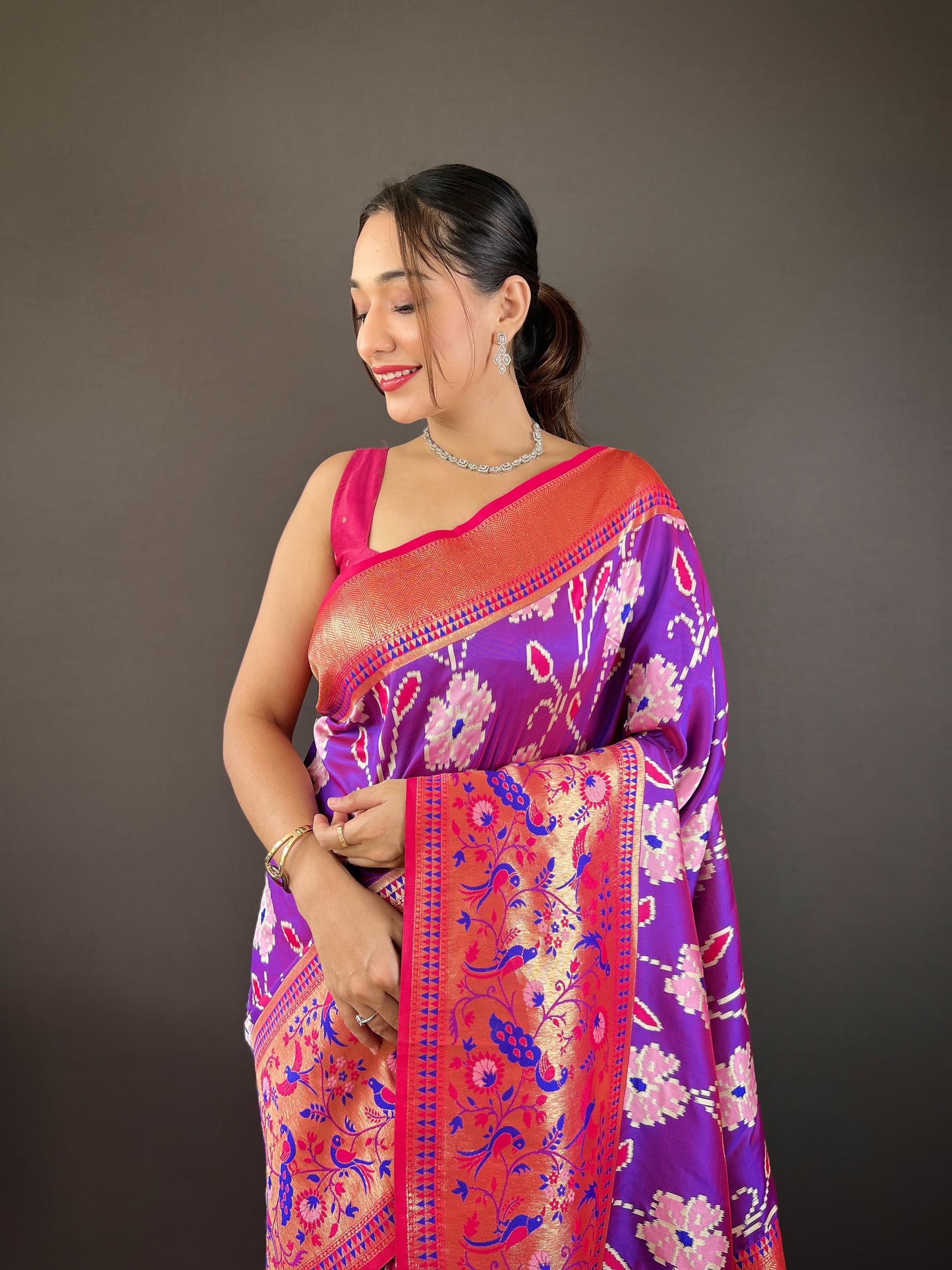 Adorable Silk Patola Weaving Purple Color Saree
