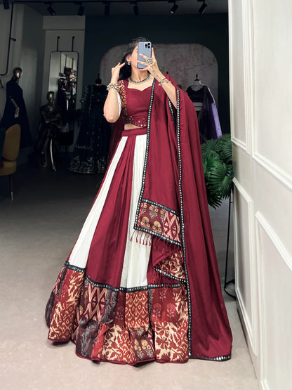 Fabulous Red Color Pure Rayon Lehenga Choli