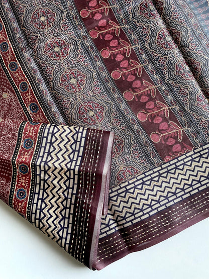 Elegant Bandhani Prints Brown Color Saree