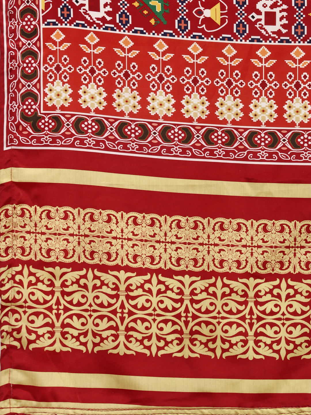 Digital Printed Awesome Navy Blue & Red Color Crushed Lehenga Choli