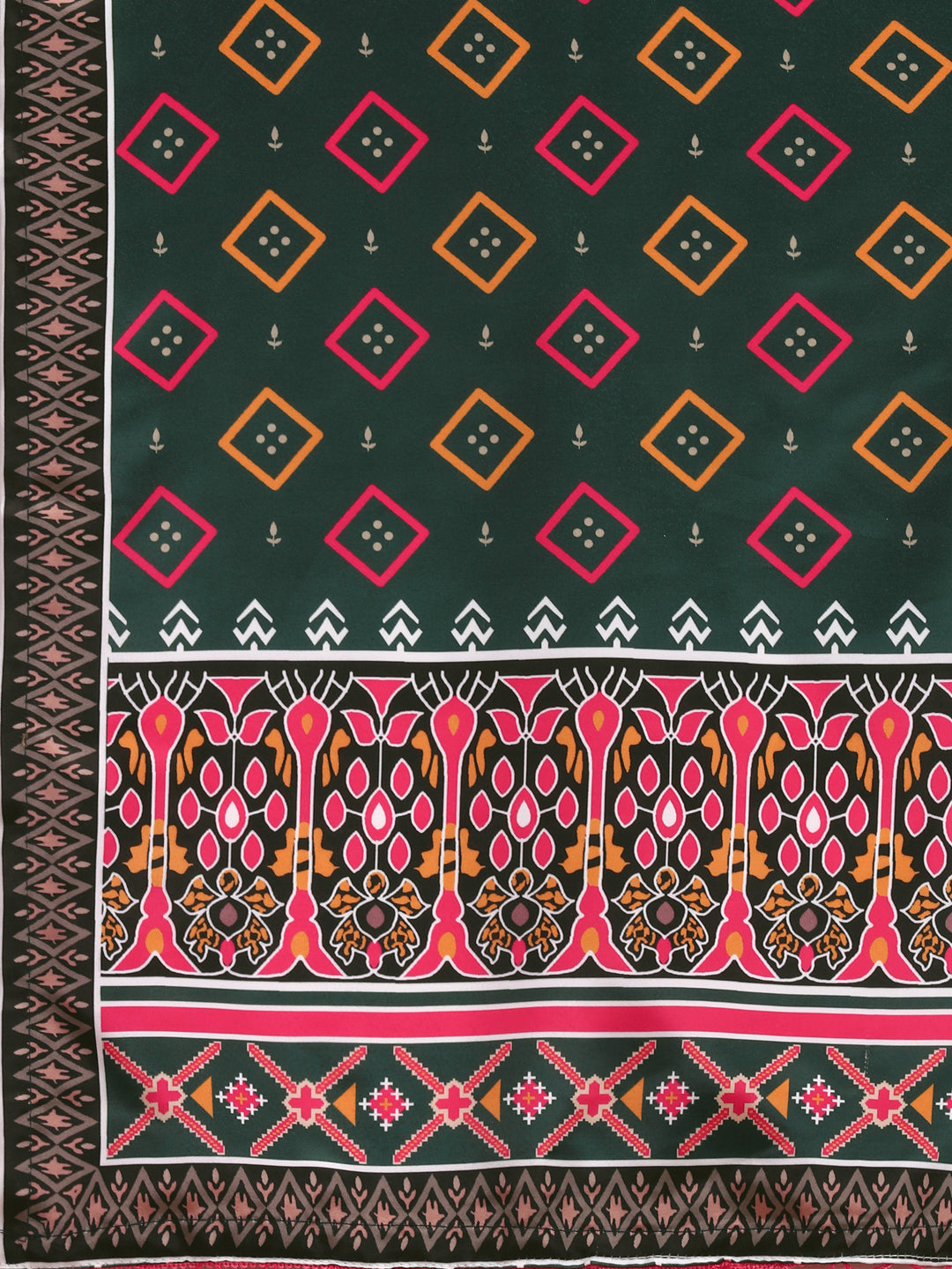 Pink & Dark Green Color Digital Printed Crushed Lehenga Choli