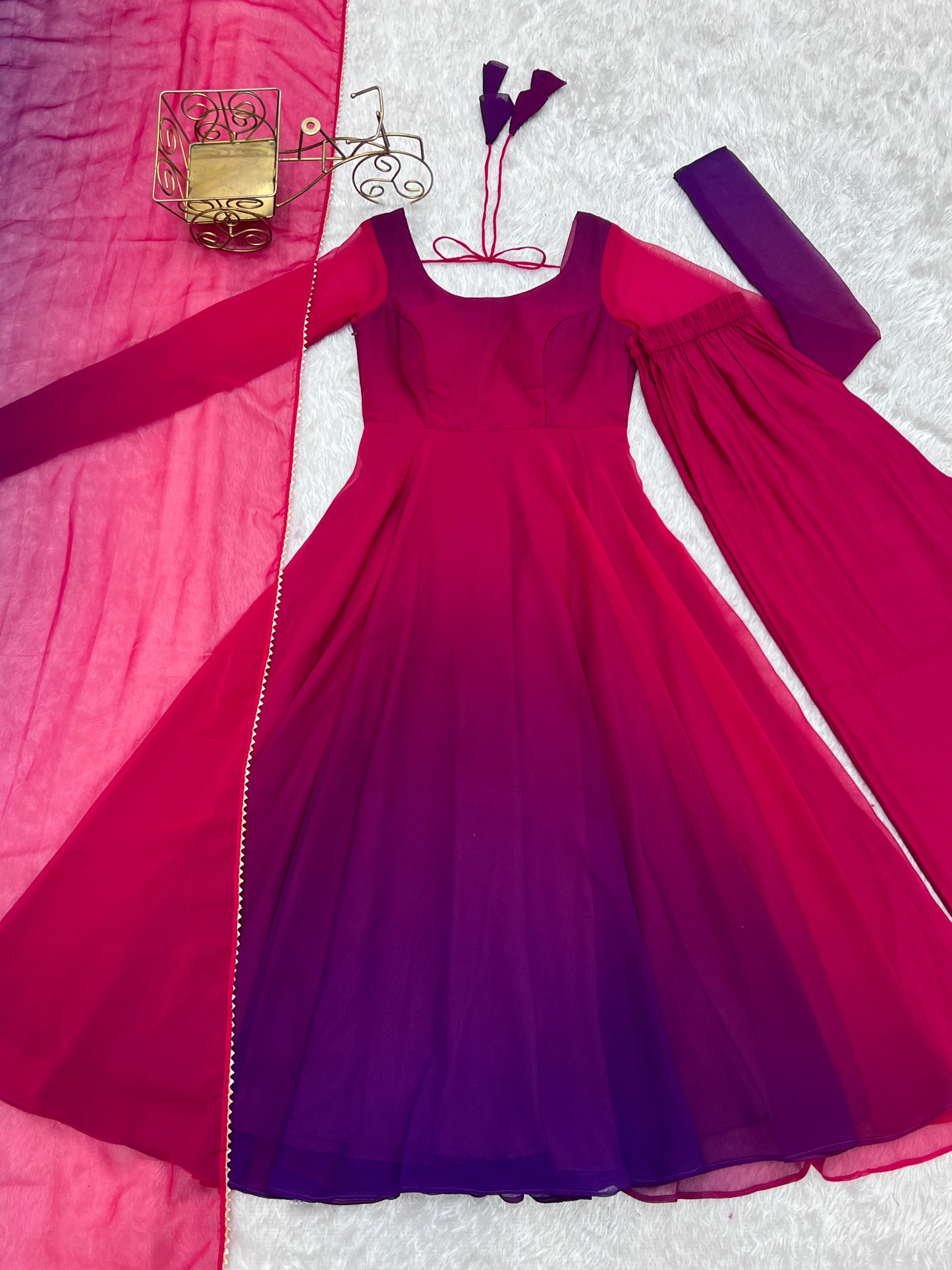 Party Wear Dark Pink Color Heavy Pure Soft Faux Georgette Designer Anarkali Gown