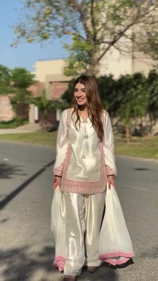 Blissful  Embroidery Work White Color Salwar Suit