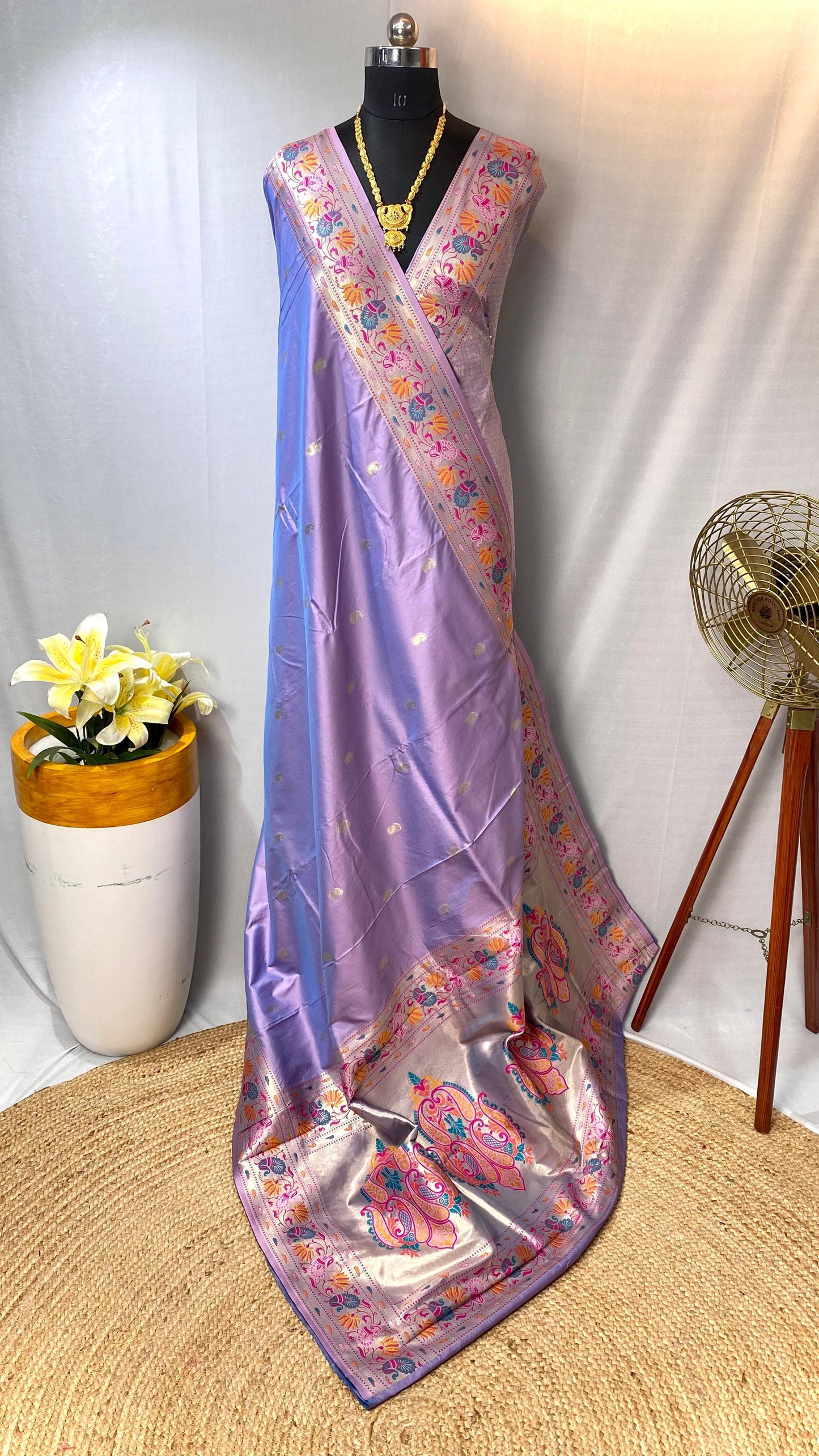 Marvelous Paithani Silk Lavender Color Saree