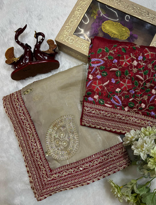 Imposing Jimmy Choo Beige Color Saree