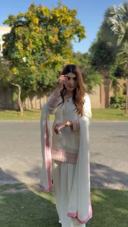 Blissful  Embroidery Work White Color Salwar Suit