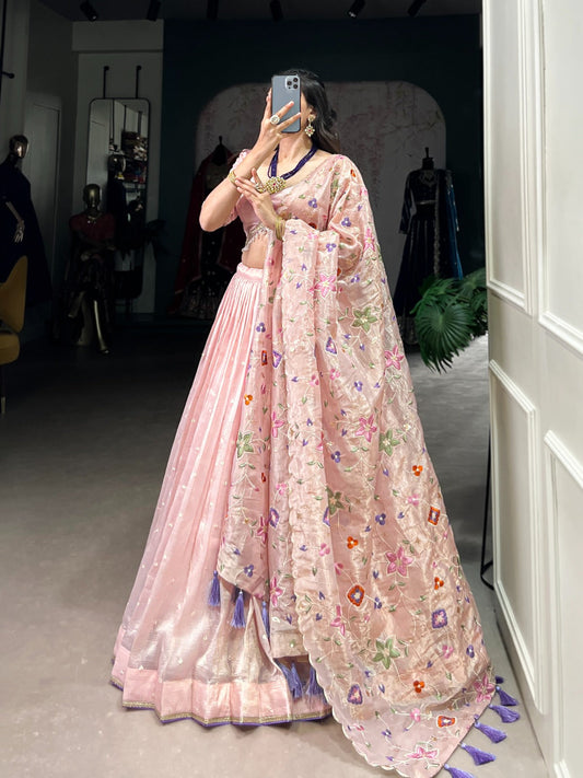Traditional Wear Gold Crush Pink Color lehenga choli
