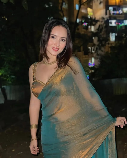 Elegant Fandy Crush Green Color saree