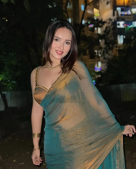 Elegant Fandy Crush Green Color saree