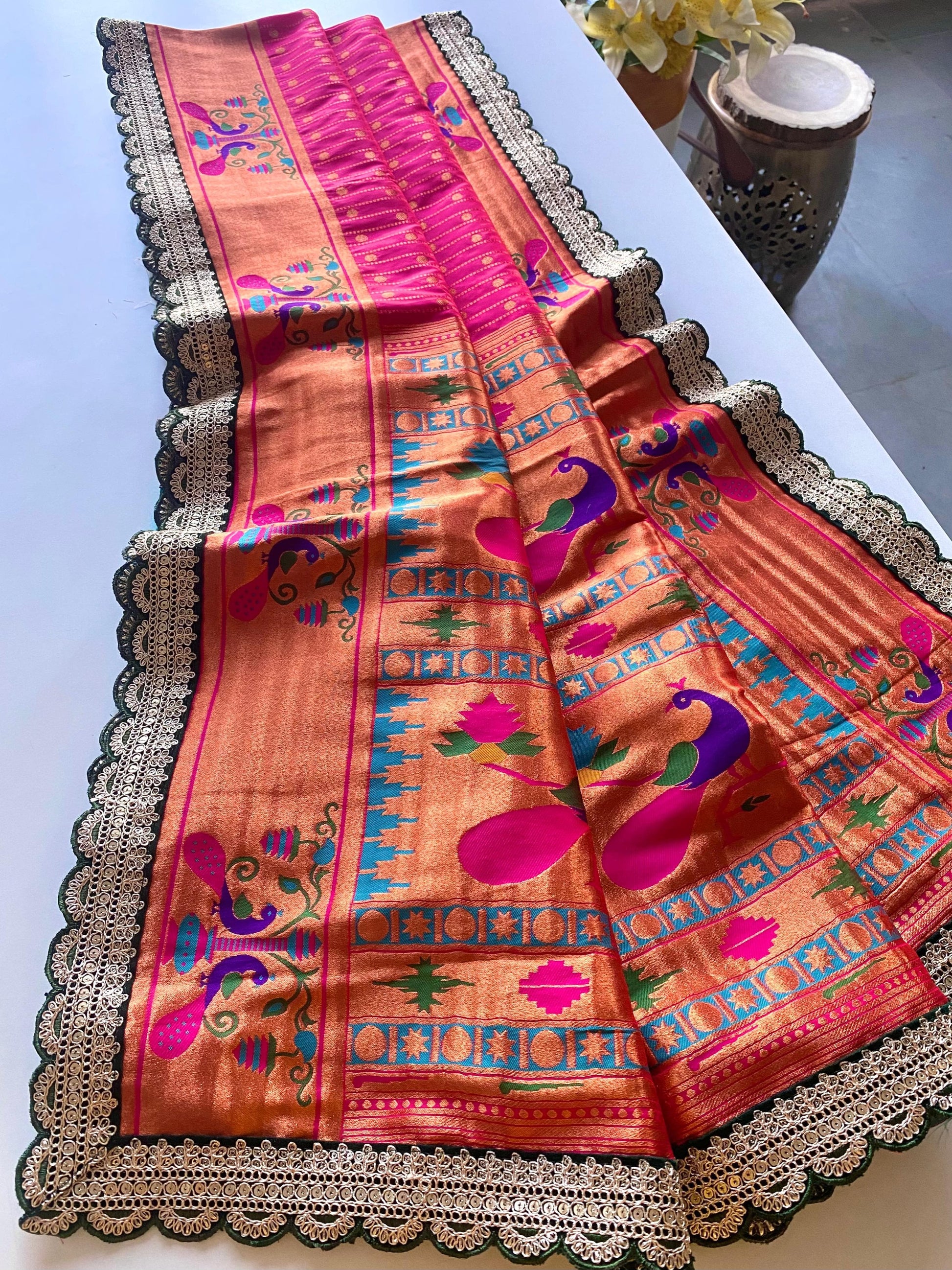 Ravishing Pink Color Paithani Silk Saree