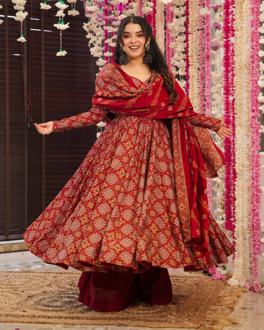 Stylish Soft Cotton Red Color Gown
