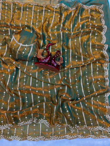 Gorgeous Red Color Sequence Silk Saree