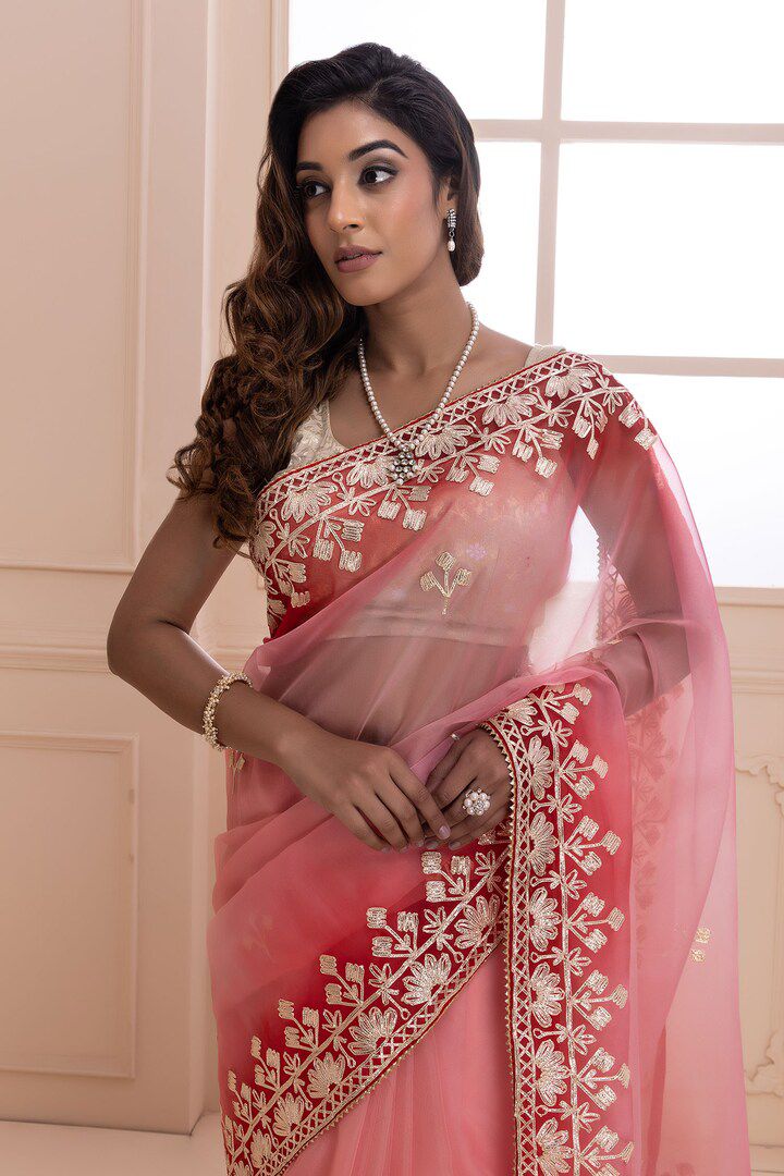 Luxuriant Soft Butterfly Net Pink Color Saree