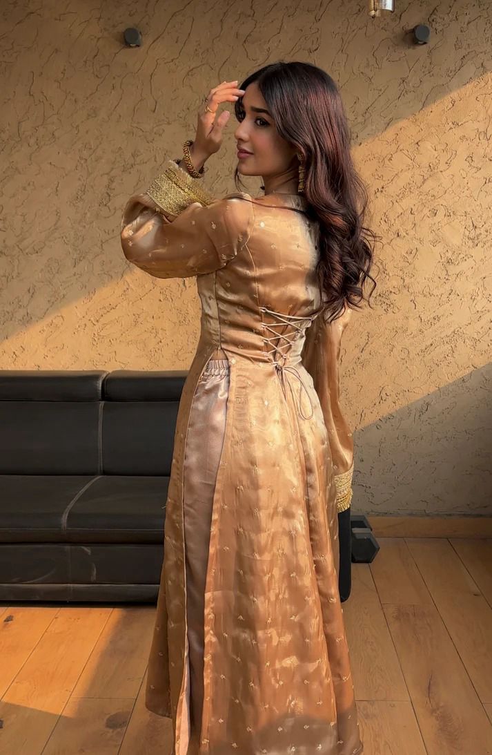 Delightful Embroidery Work Beige Color Salwar Suit With Red Dupatta