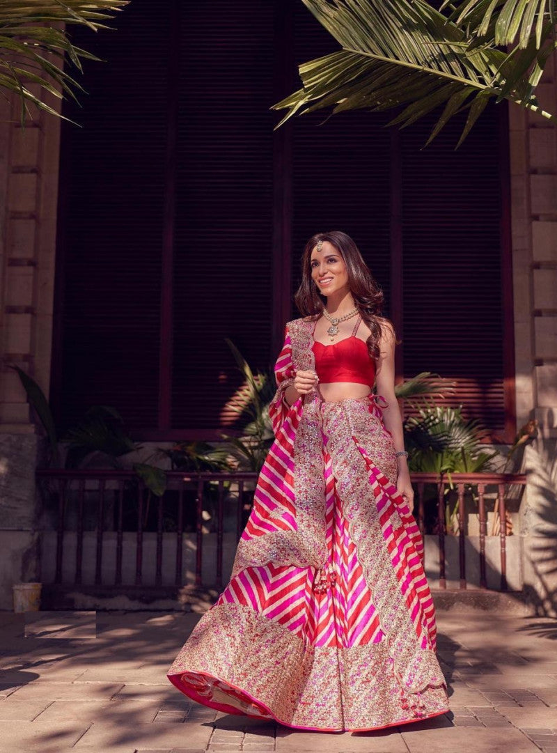 Designer Georgette Pink Color Lehenga Choli