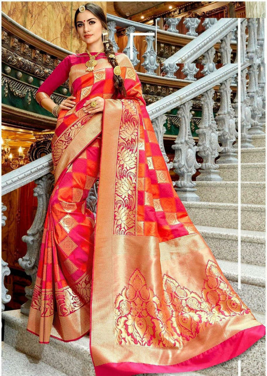 Pink Color Jacquard Border Amazing Saree