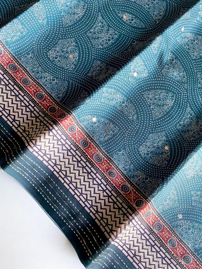 Elegant Bandhani Prints Blue Color Saree