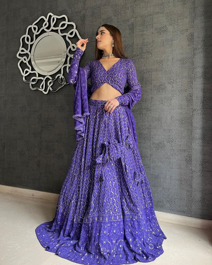 Fantastic Purple Color Embroidery Sequence Work  Lehenga Choli