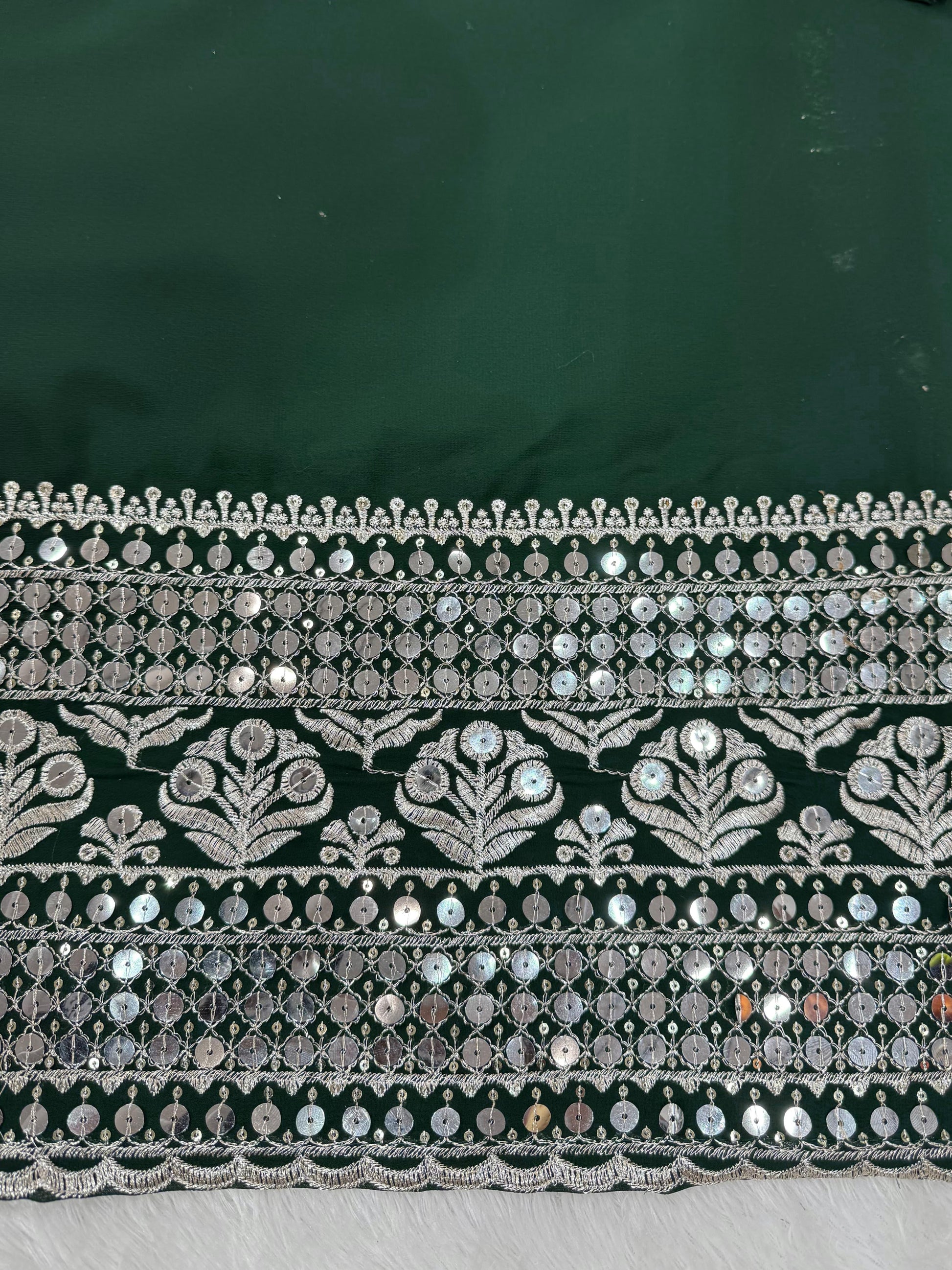 Wonderful Gorgette Sequnce Work Green Color Sharara Suit