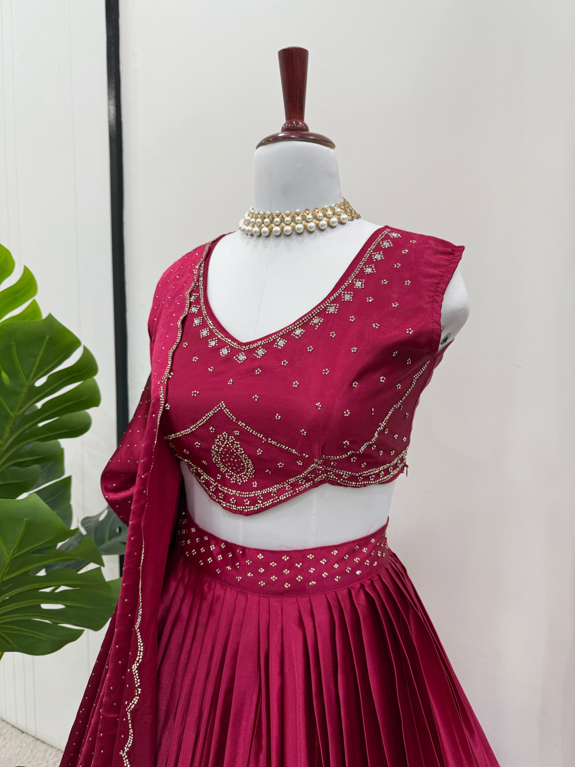 Wedding Wear Pink Color Satin Silk Lehenga Choli
