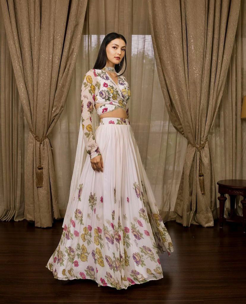 Demanding White Color Digital Print Lehenga Choli