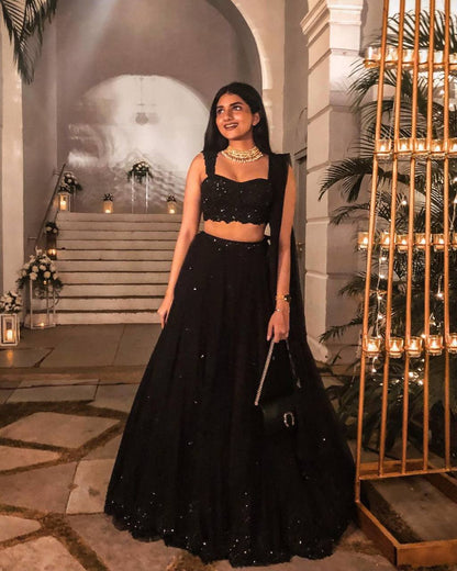 Exclusive Black Color Sequence Work Lehenga Choli