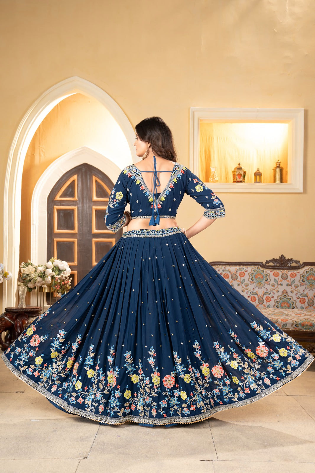 Captivating Georgette Blue Color Lehenga Choli