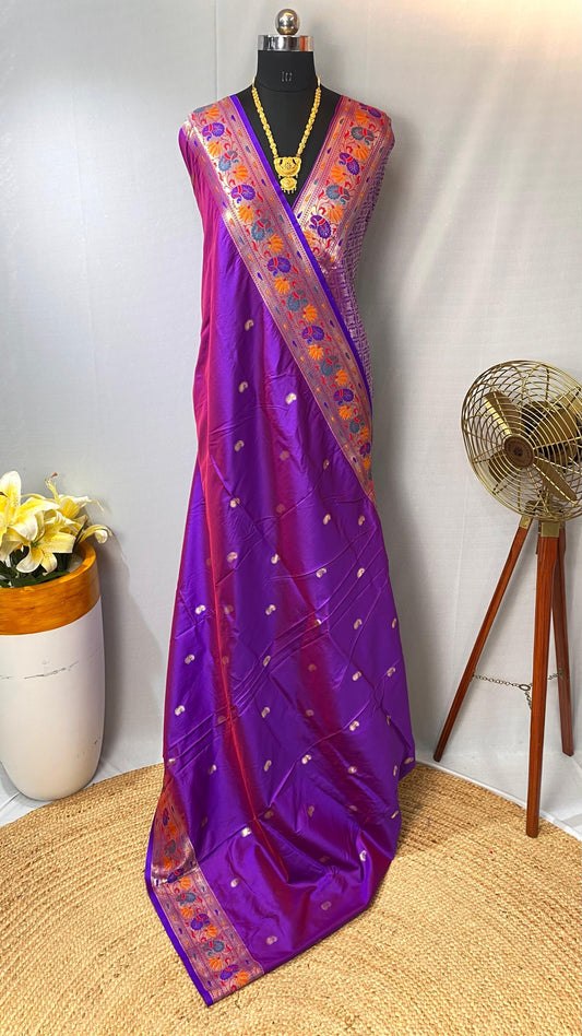 Marvelous Paithani Silk Purple Color Saree