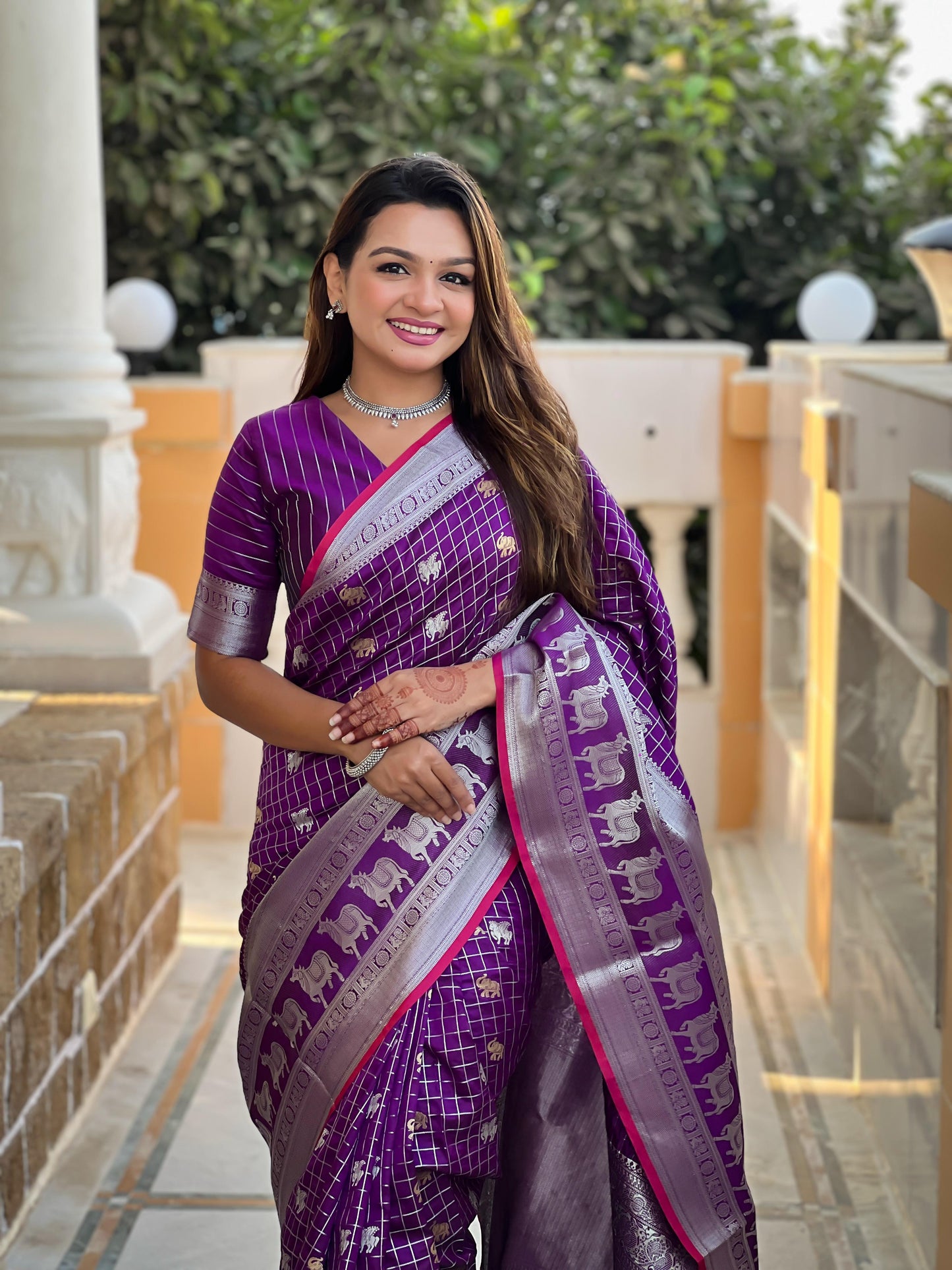 Fashionable Soft Silk Purple Color Saree