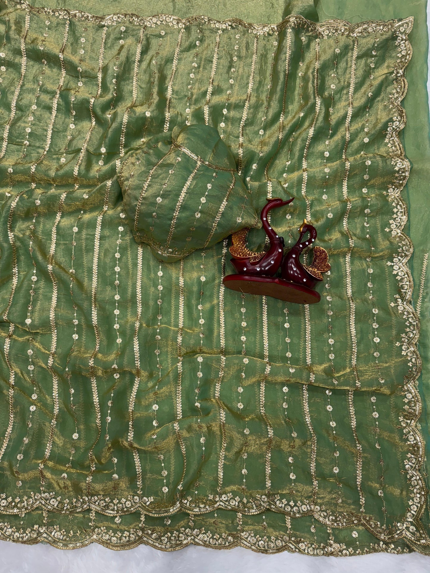 Gorgeous Red Color Sequence Silk Saree