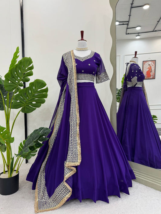 Designer Sequence Work Purple Color Lehenga Choli