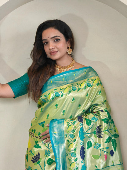 Wonderful Paithani Silk Perrot Color Saree