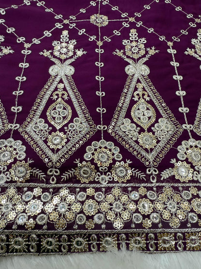 Adorable Georgette Thred Work Wine Color Sharara Suit