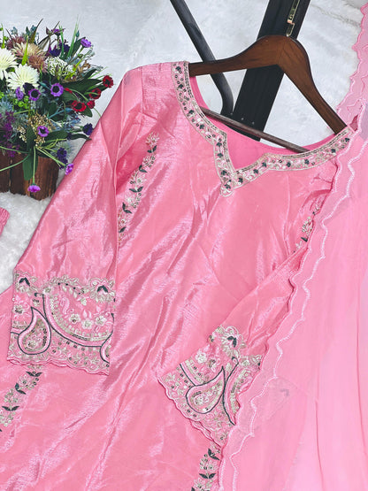 Presenting Thread And Sequence Work Pink Color Salwar Suit