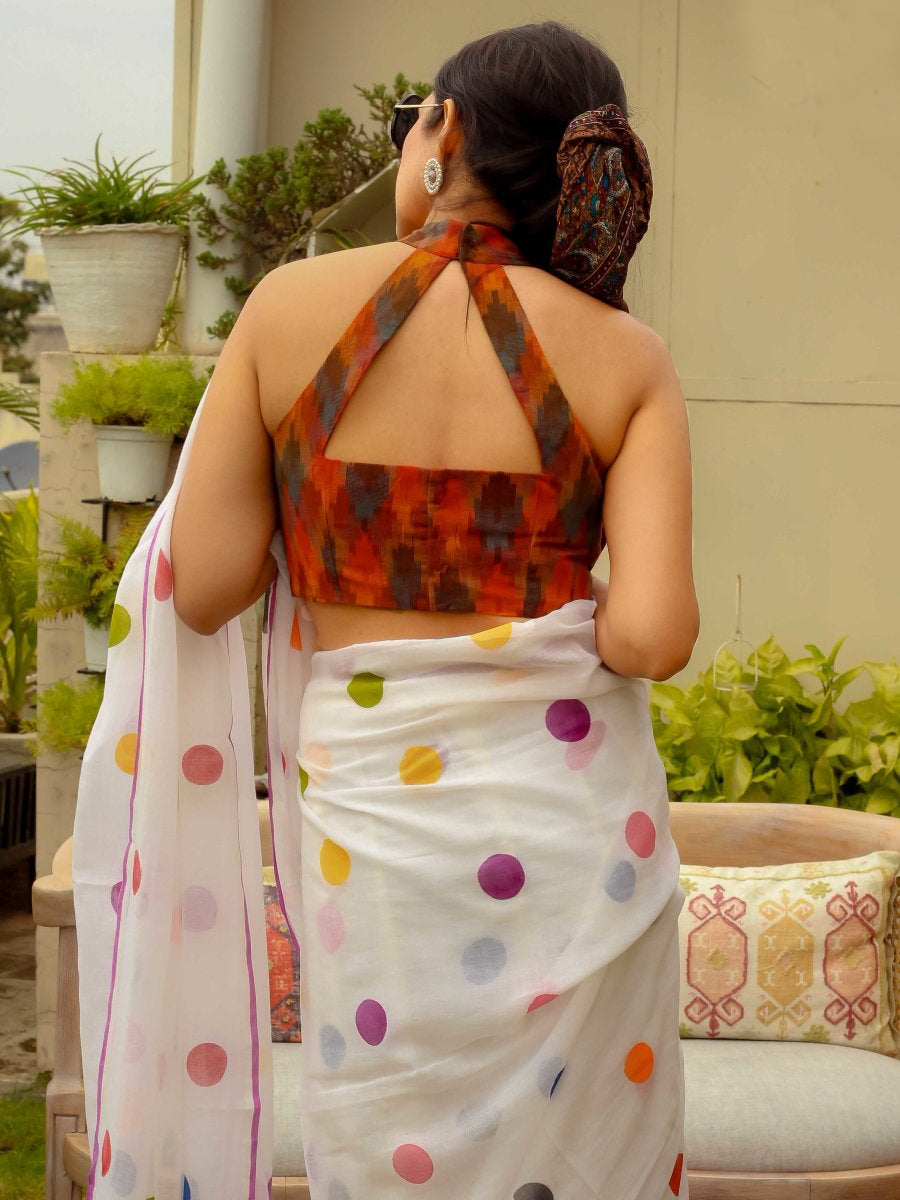 Luxuriant White Color Pure Cotton Lilen With Digital Printed Designer Saree