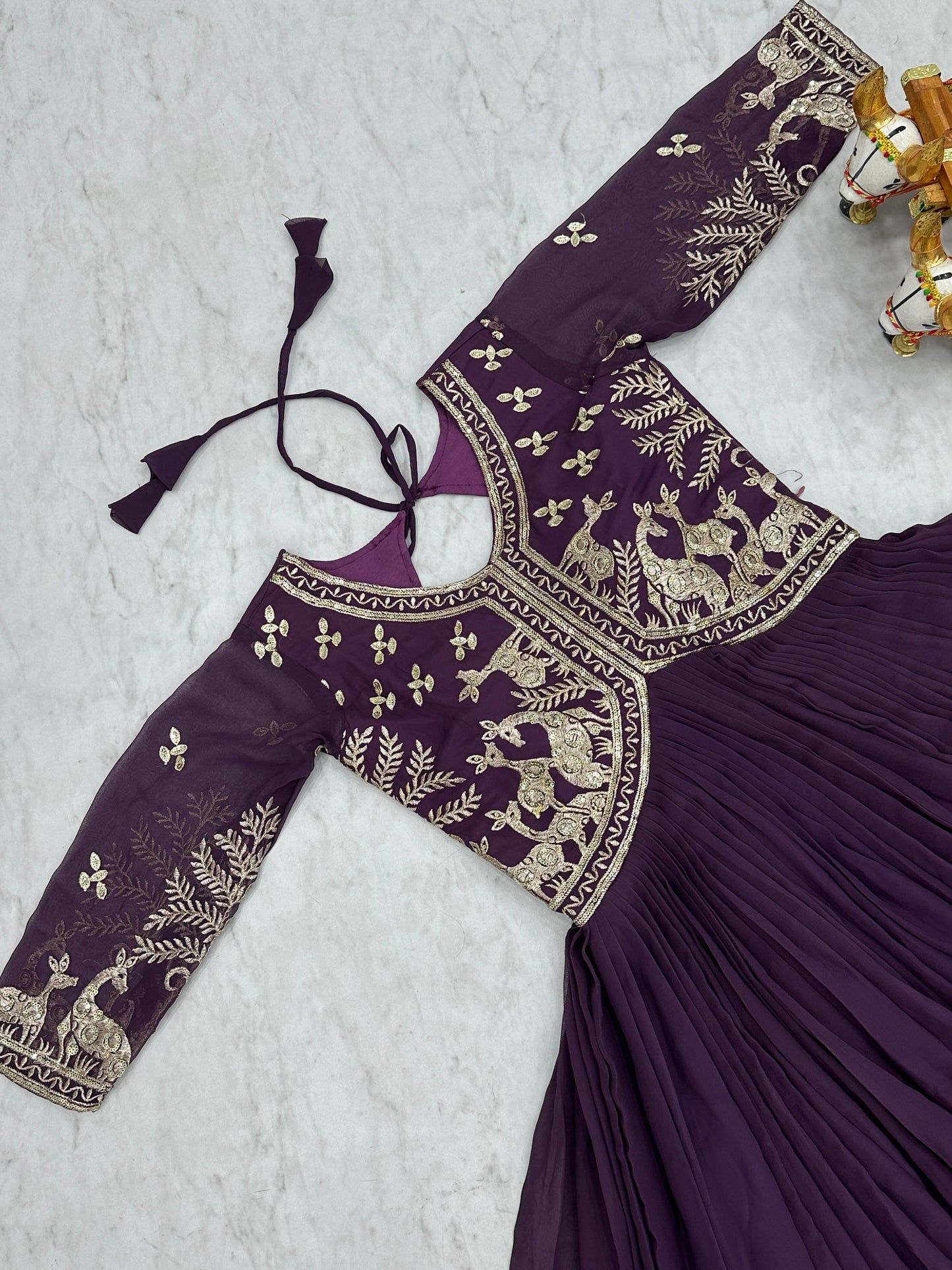 Glorious Vichitra Silk Onion Color Gown