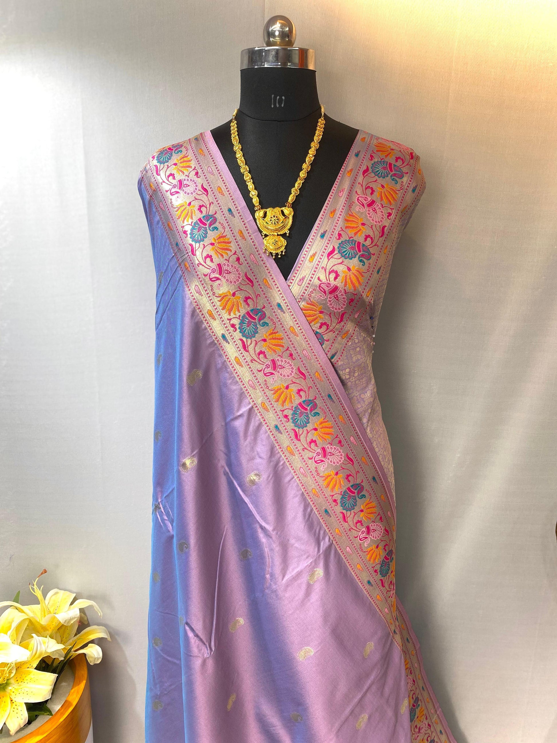 Marvelous Paithani Silk Lavender Color Saree