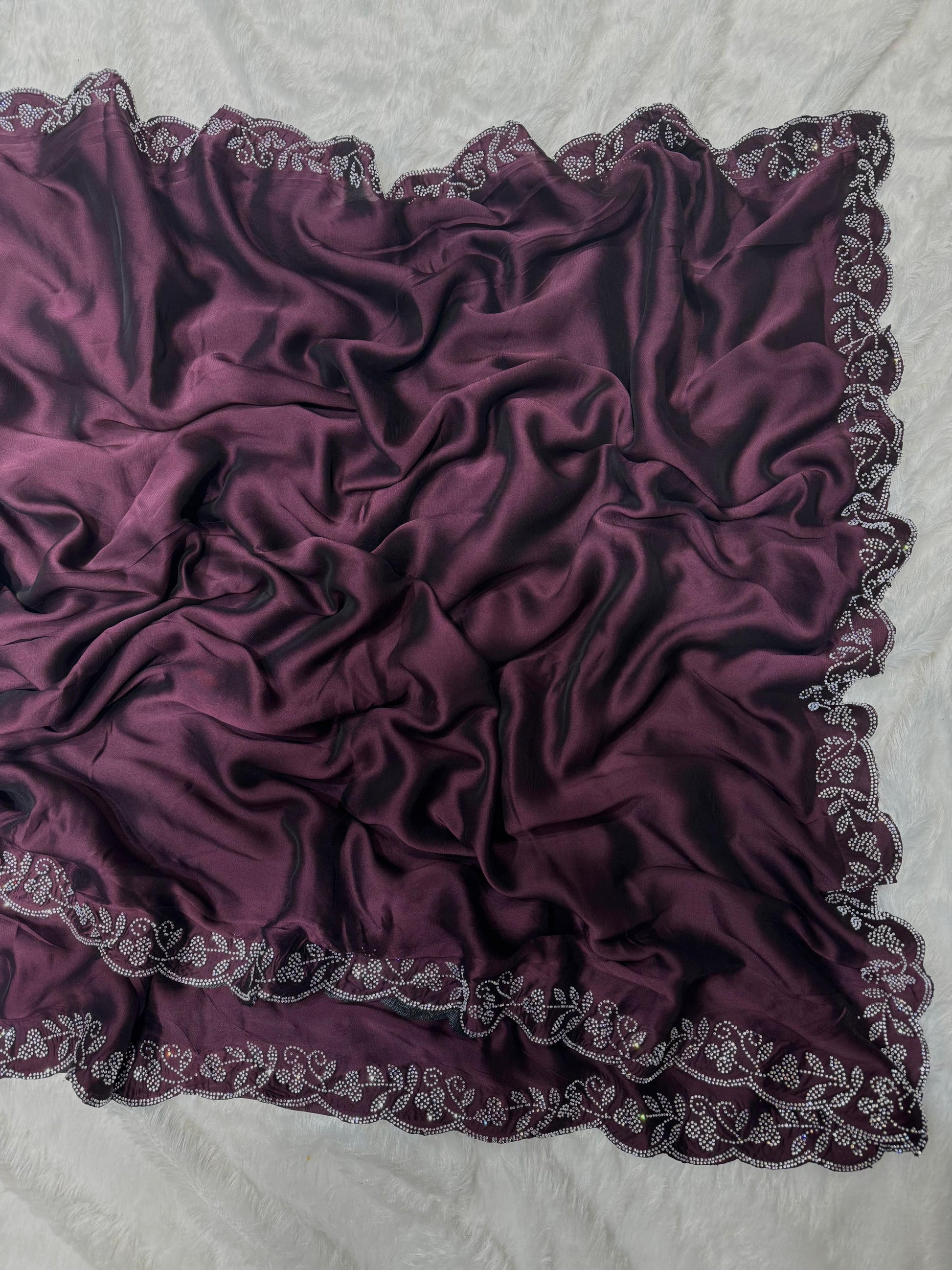 Innovative Heavy less Border Wine Color Saree
