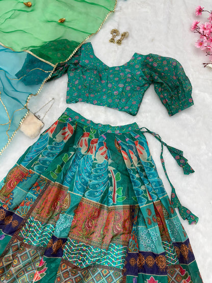 Presenting  Pure Jimmy Organza Multi Color Lehenga Choli