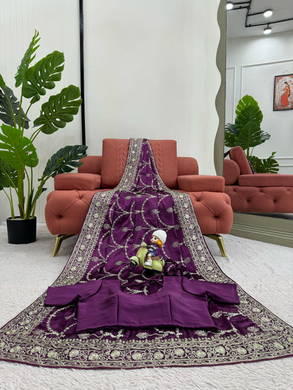 Superhit Satin Silk Wine Color Saree