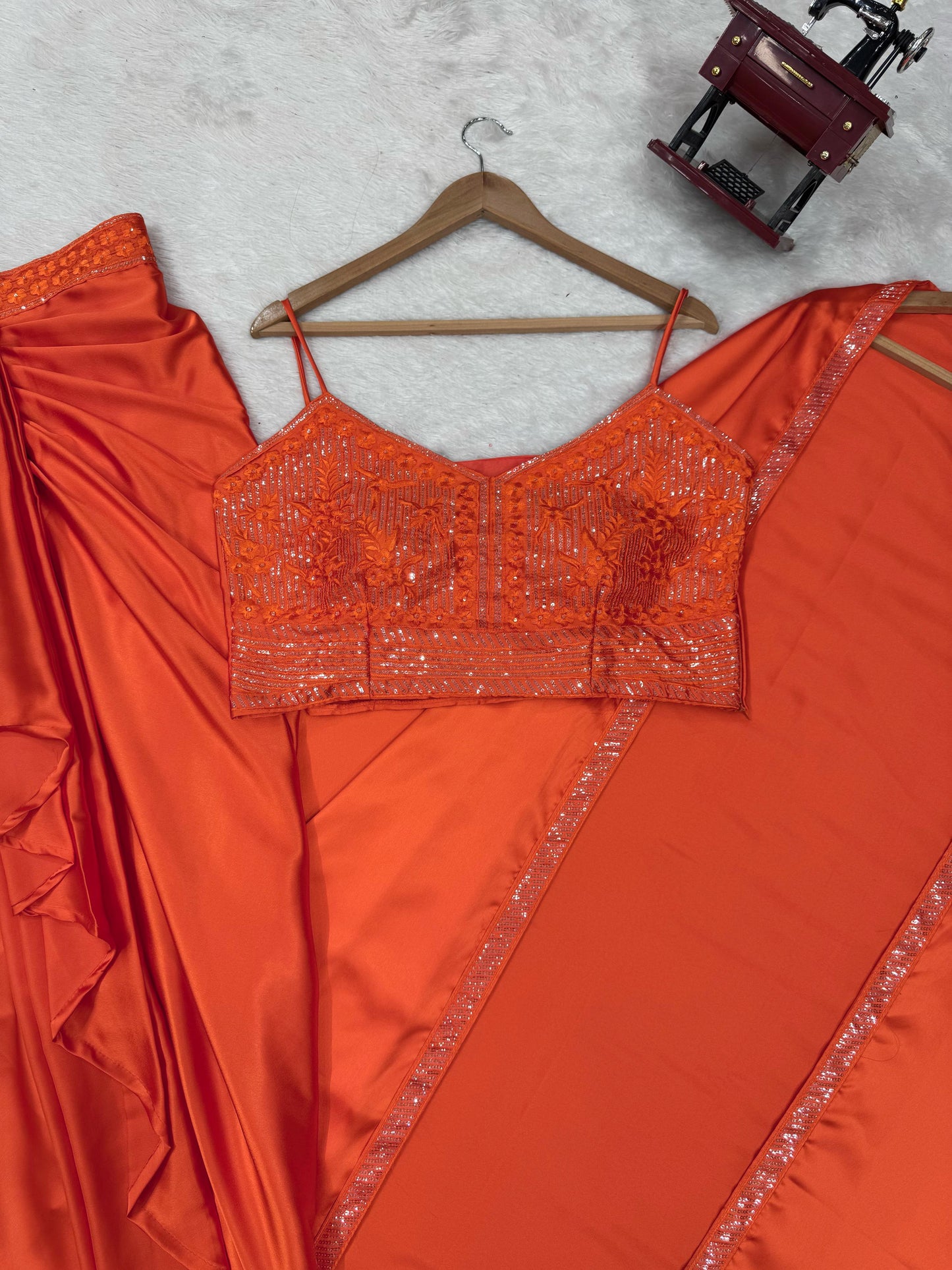 Blissful Orange Color Dhoti Suit With Shrug