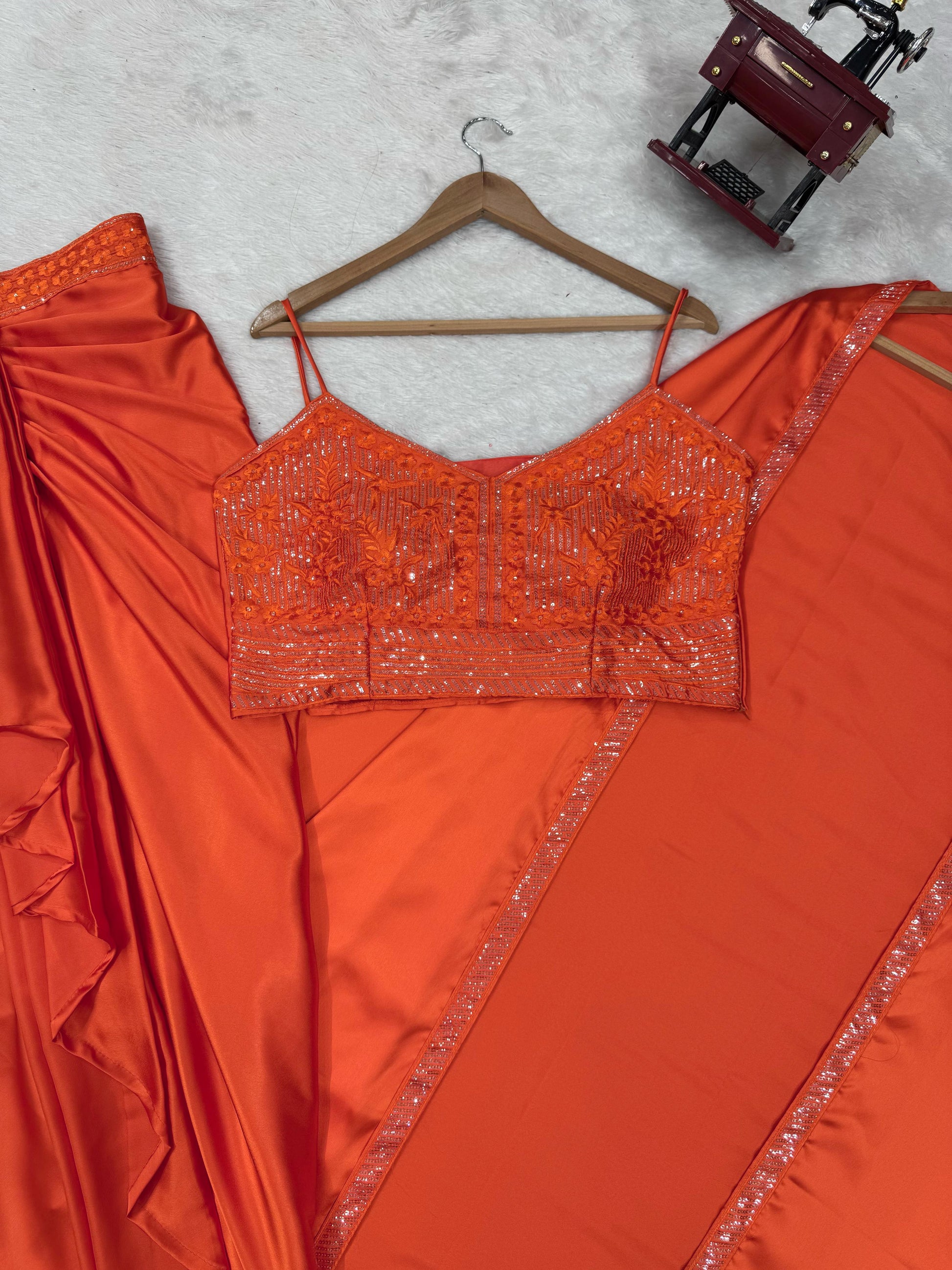 Blissful Orange Color Dhoti Suit With Shrug